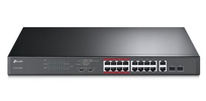 20 portos, TP-Link PoE switch TL-SL1218MP, IP kamers megfigyelrendszerekhez